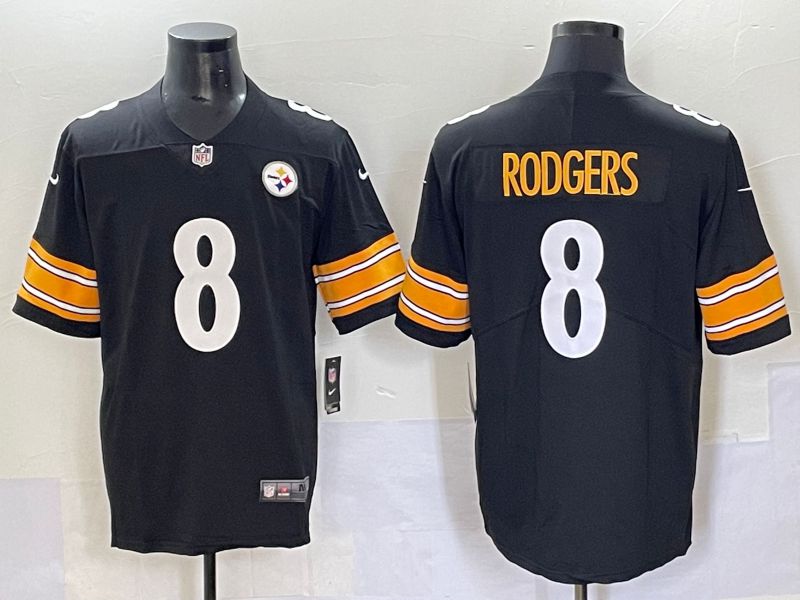 Men 2025 Pittsburgh Steelers #8 Rodgers Black white Nike Limited NFL Jersey style 1->pittsburgh steelers->NFL Jersey